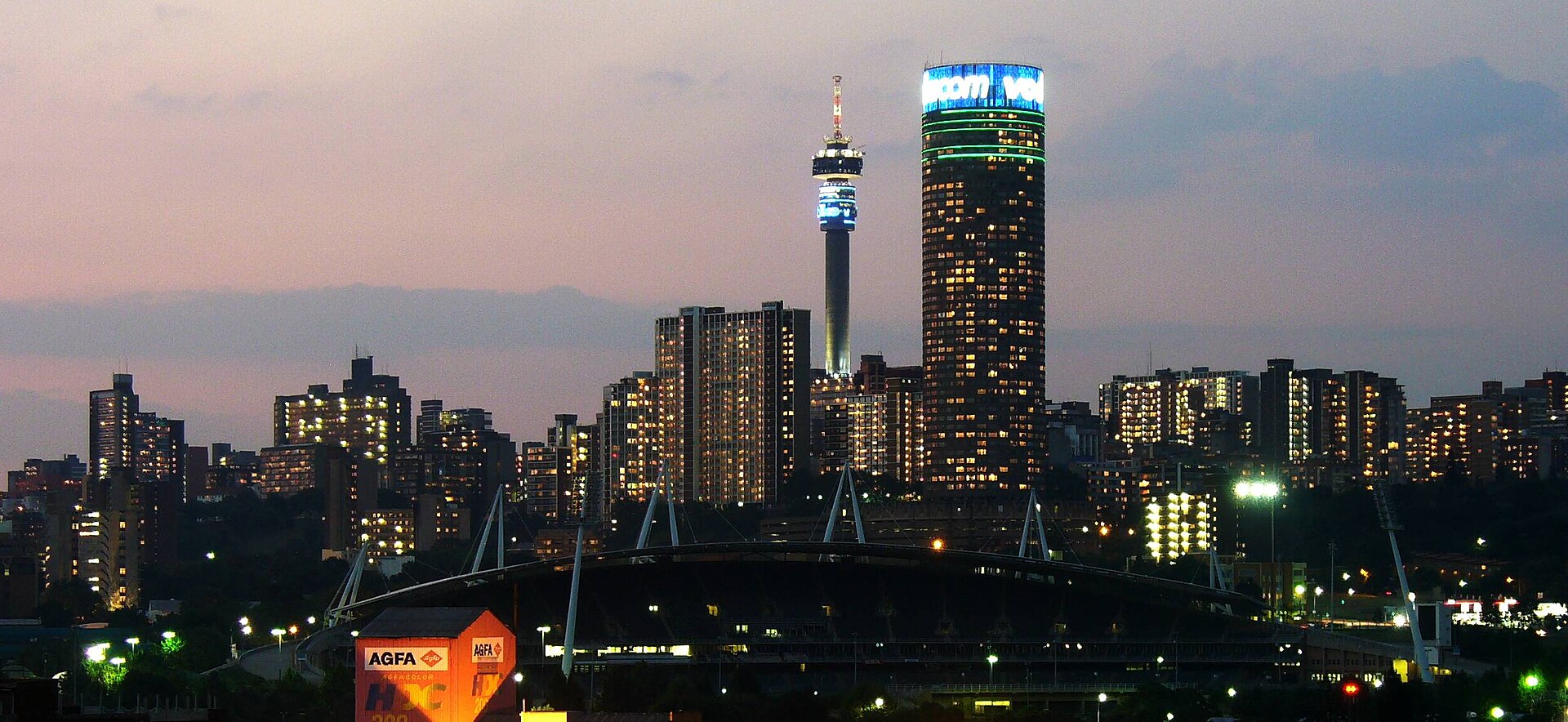 The Johannesburg skyline at dusk